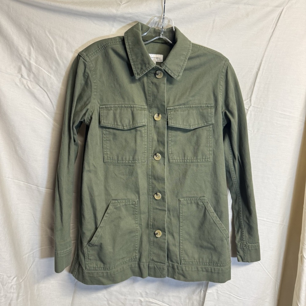 Free Assembly Button Down Jacket Outerwear Green Oversized XS 100% Cotton